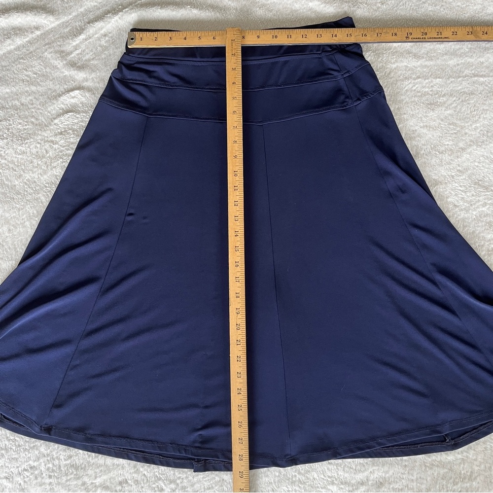 Roz & Ali Women A-Line Midi Skirt Navy Blue Stretch Large - Picture 4 of 6